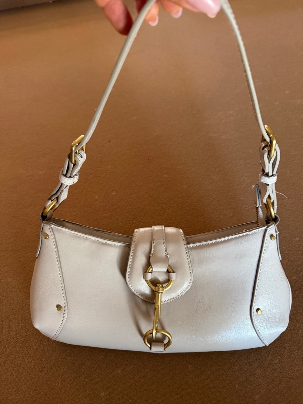 Mango Cream Shoulder Bag with Gold Hardware
